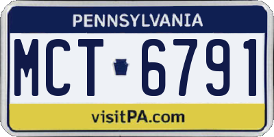PA license plate MCT6791