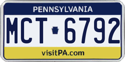 PA license plate MCT6792