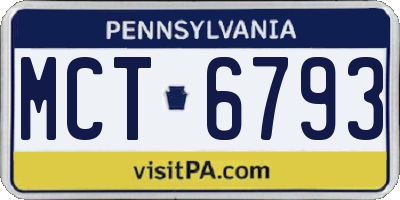 PA license plate MCT6793