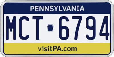 PA license plate MCT6794