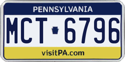 PA license plate MCT6796