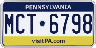 PA license plate MCT6798