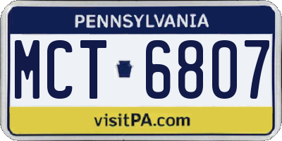 PA license plate MCT6807