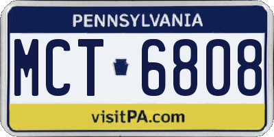 PA license plate MCT6808