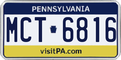 PA license plate MCT6816