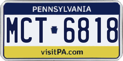 PA license plate MCT6818