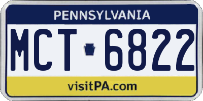 PA license plate MCT6822