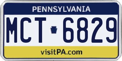 PA license plate MCT6829
