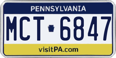 PA license plate MCT6847