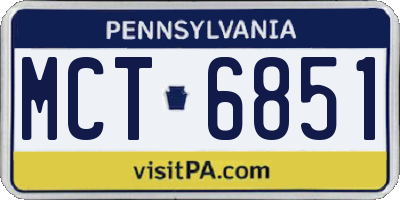 PA license plate MCT6851