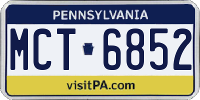 PA license plate MCT6852