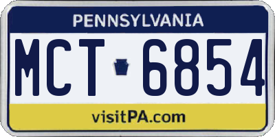 PA license plate MCT6854
