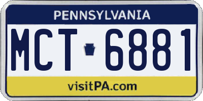 PA license plate MCT6881