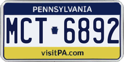 PA license plate MCT6892
