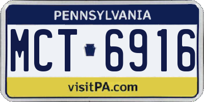 PA license plate MCT6916