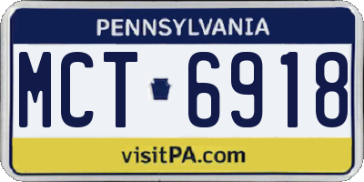 PA license plate MCT6918