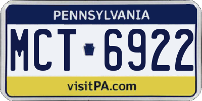 PA license plate MCT6922