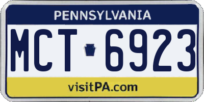 PA license plate MCT6923