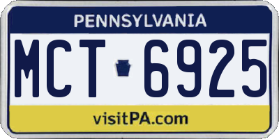 PA license plate MCT6925