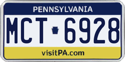 PA license plate MCT6928