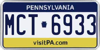 PA license plate MCT6933