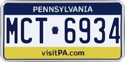 PA license plate MCT6934