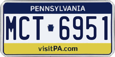 PA license plate MCT6951