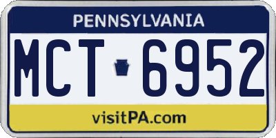 PA license plate MCT6952