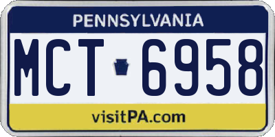 PA license plate MCT6958