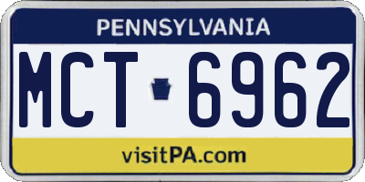 PA license plate MCT6962