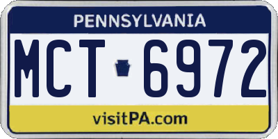 PA license plate MCT6972