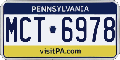 PA license plate MCT6978
