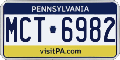 PA license plate MCT6982