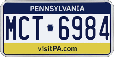 PA license plate MCT6984