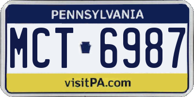 PA license plate MCT6987