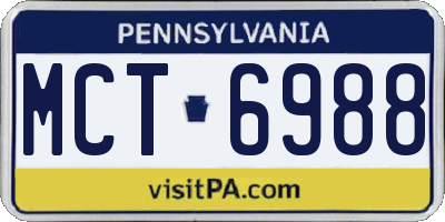 PA license plate MCT6988