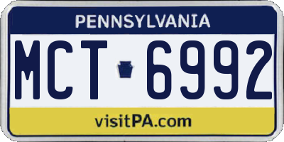 PA license plate MCT6992