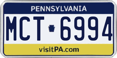 PA license plate MCT6994