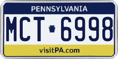PA license plate MCT6998