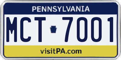 PA license plate MCT7001