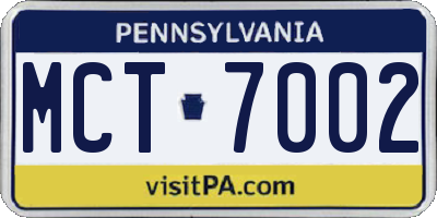 PA license plate MCT7002