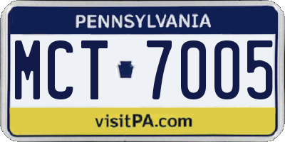 PA license plate MCT7005