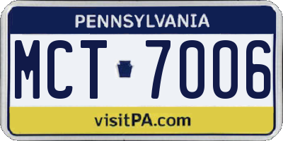 PA license plate MCT7006