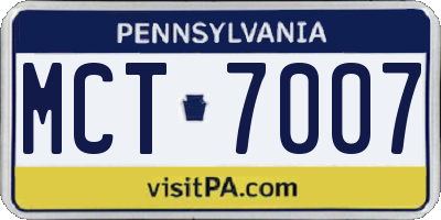 PA license plate MCT7007
