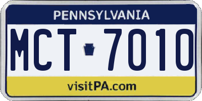 PA license plate MCT7010