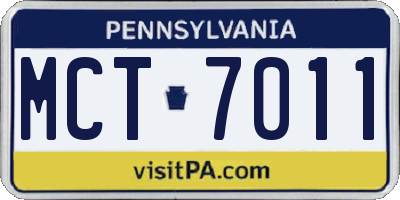 PA license plate MCT7011