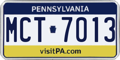 PA license plate MCT7013
