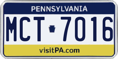 PA license plate MCT7016