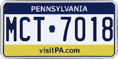 PA license plate MCT7018