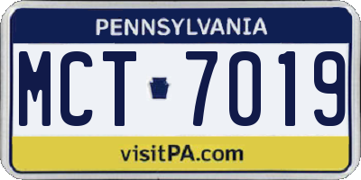PA license plate MCT7019